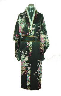 Black Junoesque Vintage Yukata Japanese Haori Kimono with Obi