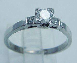 Jewelry USSR Russian 18K White Gold Diamond Engagement Ring Rare