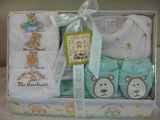 10pc Newborn Baby Unisex Bear Shower Gift set GREEN New in Box