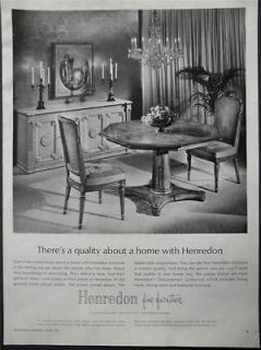 1964 Henredon Fine Furniture Dining Room Photo Vintage Print Ad