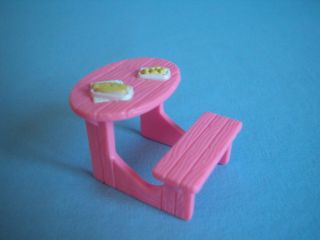 Fisher Price Sweet Street Dollhouse Pink Picnic Table w Food