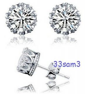 STERLING SILVER 2CT WEDDING DINNER PARTY DIAMOND EARRINGS + GIFT BOX