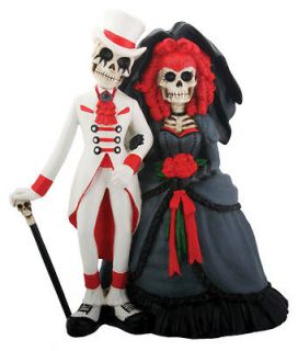 COOL DOD SKELETON GOTHIC HALLOWEEN WEDDING CAKE TOPPER.DAY OF THE DEAD