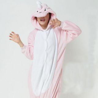 Pajamas Adult Anime Cosplay Costume Onesie Pink dinosaur S/M/L