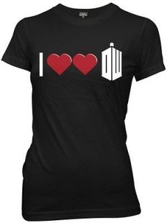 Doctor Who I Double Heart Dr Who Womens Fitted Small T Shirt
