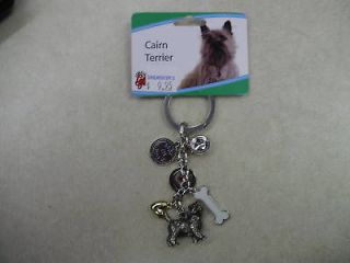 DOG KEY CHAIN WITH CHARMS   CAIRN TERRIER   NWT