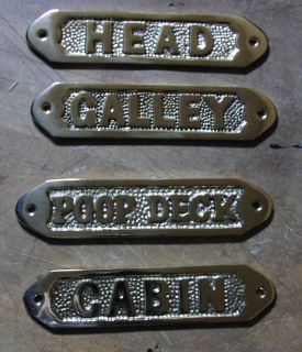 Brass Galley, Head, Cabin or Poop Deck Door Sign Plaque Nautical Boat