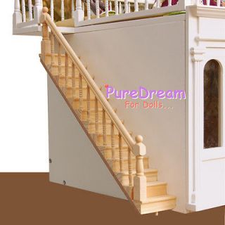 Dollhouse Wooden Stair Stringer Step W/ Handrail Houseworks L6 1/4