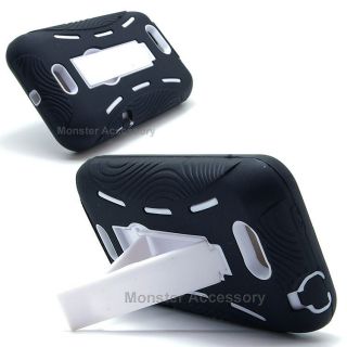 Black White Kickstand Double Layer Hard Case Cover For LG Viper 4G LTE