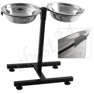 Water Food Dog Cat Pet Feeding Stand + 2 Stainless Steel Bowls