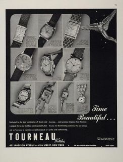 1944 Print Ad Tourneau Watches Rolex Chronograph Angel   ORIGINAL