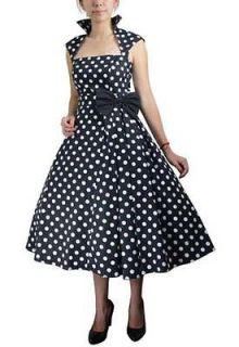 Black & White Polka Dot Rockabilly Pinup Dress Punk 50s 40s 60s