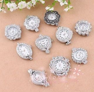 Ancient Silver Plated Mixed Rhinestone Quartz Watch Face For Beading