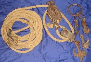 RP1169 Vtg RM Manual Rope Fence Stretcher Pulley Block & Tackle