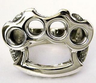 KNUCKLE DUSTER SOLID STERLING 925 SILVER RING Sz 14.25