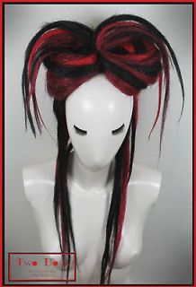 Red and Burgundy long layered Synthetic Dread Falls. Gothic Steampunk