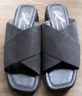 Donald J Pilner Size 7.5 M Black Slip On Cross Weave Design Shoe Spain
