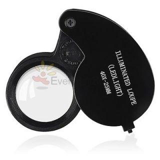 40X 25mm Magnifying Power Jeweler Loupe LED Loop Magnifier Glass