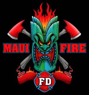 Maui Firefighter T Shirt Hawai Fire Station Tee Shirt Tiki Fire Dept.