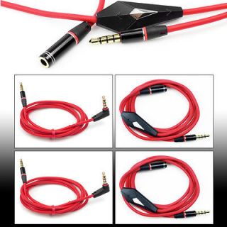 AUX EXTENSION AUDIO CABLE CORD RED MICROPHONE BEATS DR DRE HEADPHONE