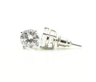 Clear Round Cut Cubic Zirconia CZ Surgical Stainless Steel Stud