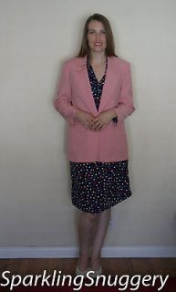 Vintage 70s Rose Blazer Suit Jacket Alfred Dunn Pink Madmen Joanie L