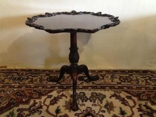 Antique Heavily Carved Mahogany Claw Foot `Tea Table