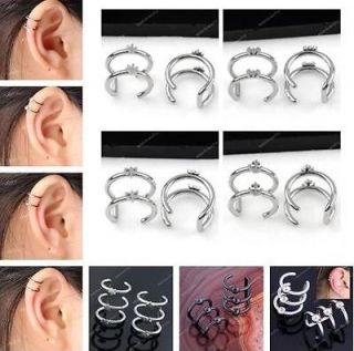 Rings Clip Ear Cuff Closure Fake Cartilage Helix Circle Earrings Steel