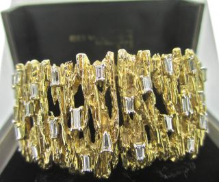 ED WIENER 1960s Modern 14k Yellow Gold & Diamond Bracelet New York