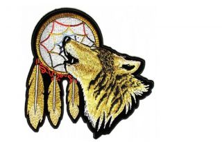 HOWLING WOLF DREAMCATCHER, Motorcycle Embroidery Patch,Wholesal e, #