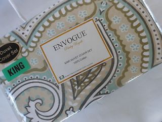 ENVOGUE Paisley Royale 3PC DUVET SET Tan Mint Green White NEW COTTON