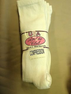 USA Atheltic Club Ladies White Compression Socks 3 Pairs Size 9 11