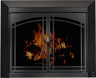 Residential Retreat Glass Fireplace Door Fairmont Black Medium