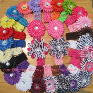 hair bow accessory baby girl 10 daisy flower clips 10 crochet headband