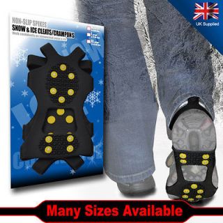 ICE NO SLIP SNOW SHOE SPIKES GRIPS CLEATS QUALITY CRAMPONS UK