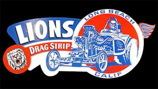 Lions Drag Strip Long Beach California Hot Rat Rod Drag Racing Decal