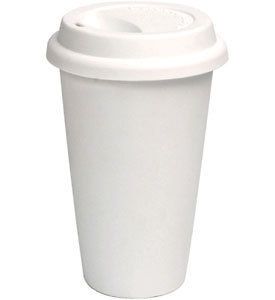 Ceramic Travel Coffee Mug with Silicone Lid by Kikkerland