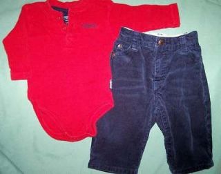 piece Oshkosh outfit, corduroy pants and red thermal shirt, baby boy