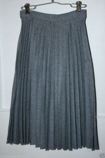 Vtg 40s 50s 60s Retro Womens Grey Wool Pleated Skirt Knee Length sz 6