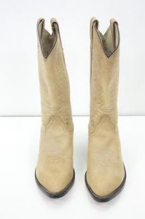 Cowtown Laredo Tan Beige Suede Retired Embroidery Detail Mens