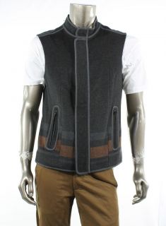 ELIE TAHARI NEW Gray Mens Vest Full Zip and Button Up Top Size Medium