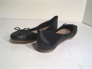 Zara Flat Ballet Dance Smooth Sole No Heel Shoes Black Leather