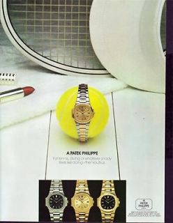 Vtg 1981 Print Ad A PATEK PHILIPPE Nautilus Ladies Watch Lipstick