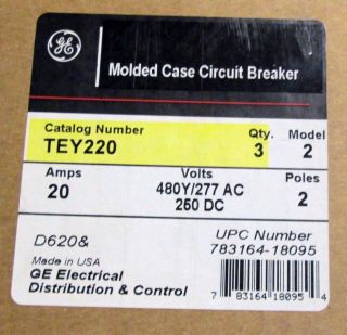 GE General Electric 20 amp circuit breaker TEY220 New no box