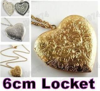 LOCKET ornate 35LONG NECKLACE gold/silver 90cm chain HUGE vintage