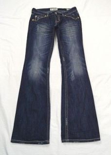 MEK DENIM New OAXACA Bootcut Distressed Dark Blue Jeans Size 27 x 34