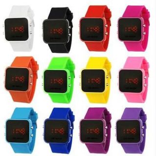 multiple Colour womens Mirror LED Date Day Silicone Rubber Band
