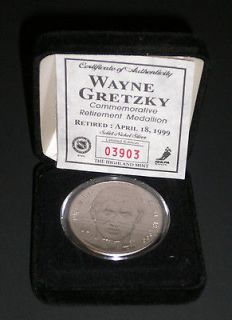 1999 WAYNE GRETZKY Retirement Commemorative Silver Medallion Apr 18