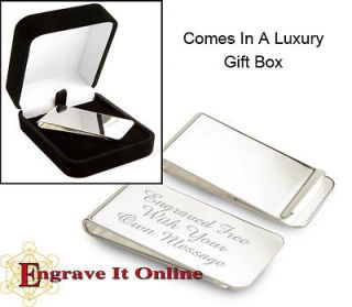 Personalised Gold or Silver Money Clip With Luxury Box ENGRAVED & UK
