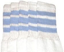 Newly listed 14 Kids WHITE Tube Socks with Baby Blue Stripes style 1